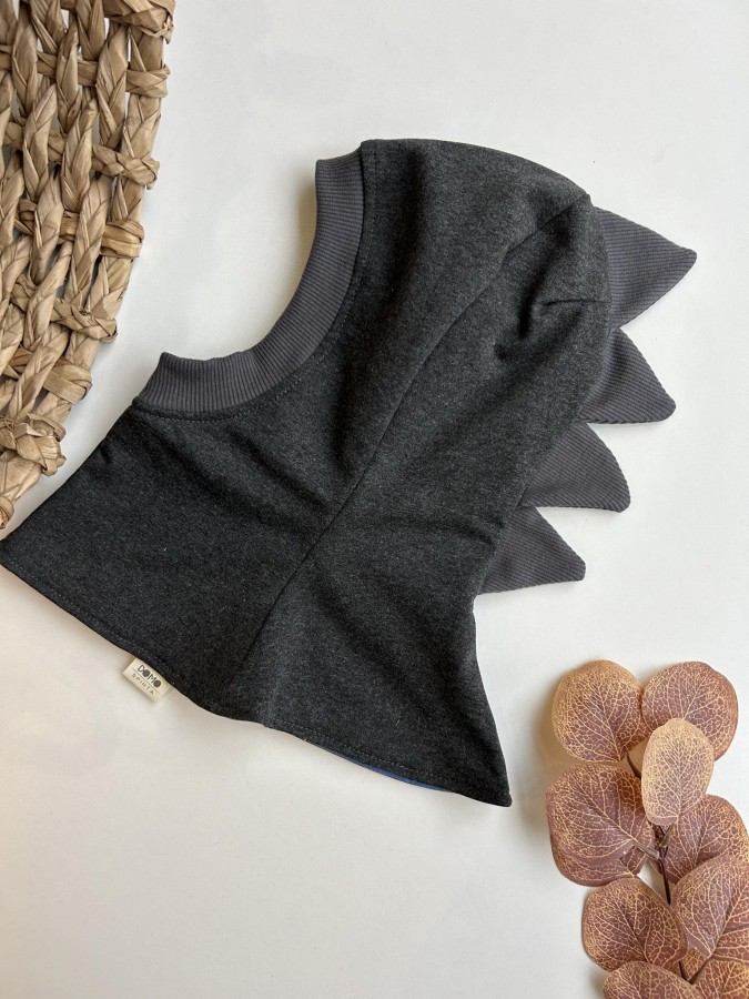 Medvilninis žieminis šalmukas "Drakoniukas", (merino/medvilninis pamušalas), 13 spalvų