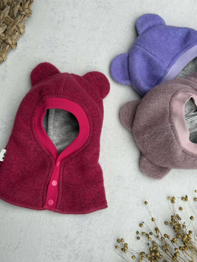Susegamas žieminis vilnos šalmukas su ausimis, 10 spalvų Susegamas žieminis vilnos šalmukas su ausimis, 10 spalvų