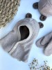 Susegami žieminiai merino vilnos trikotažo šalmukai su Teddy ausimis, 3 spalvos