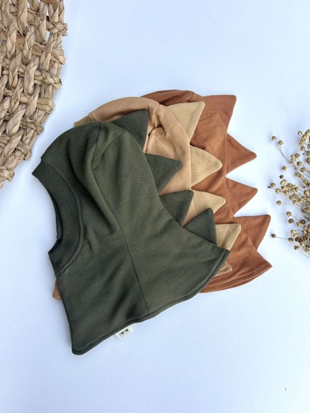 Medvilninis žieminis šalmukas "Drakoniukas", (merino/medvilninis pamušalas), 13 spalvų