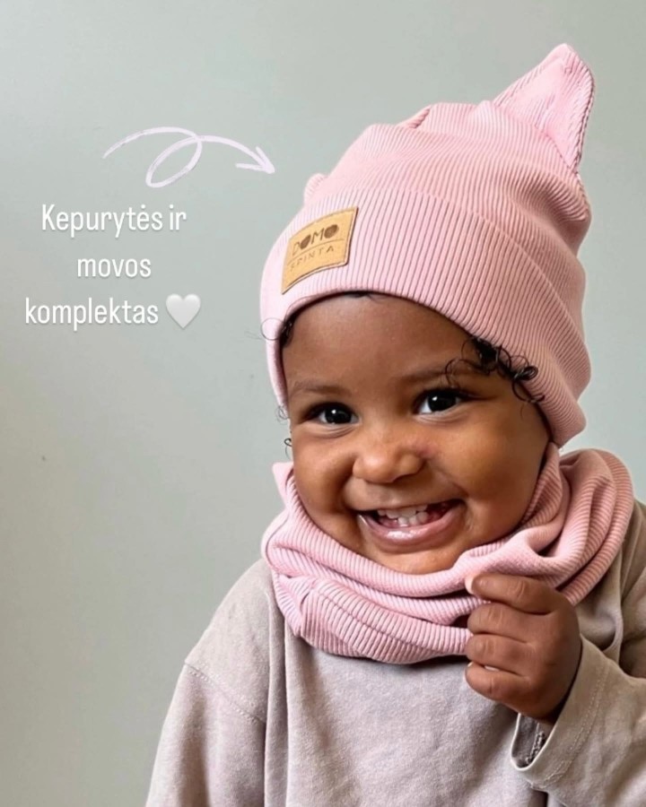 Rib trikotažo kepurė/komplektas "Peliuko ausys" , 17 spalvų