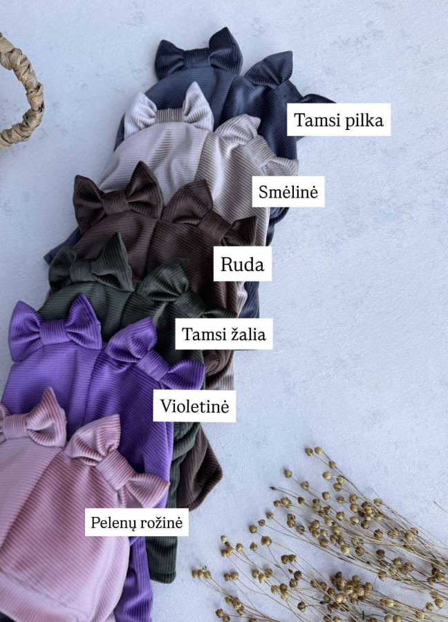 Soft veliūro šalmukai su kaspinėliais (Rudeninis/Pavasarinis), 6 spalvos