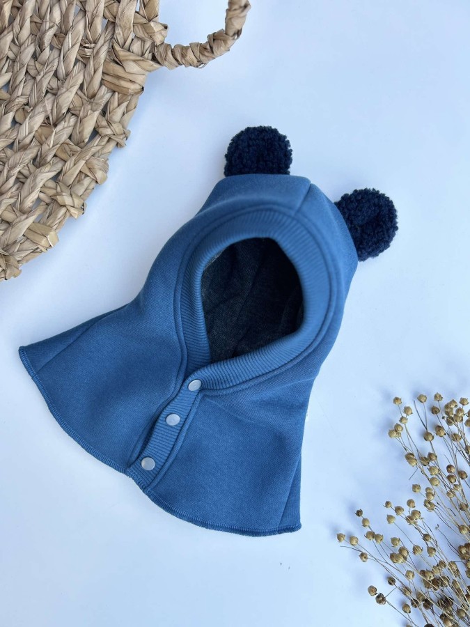 Susegamas medvilninis žieminis šalmukas su ausimis "Teddy meškutis" (merino/medvilninis pamušalas), 13 spalvų 