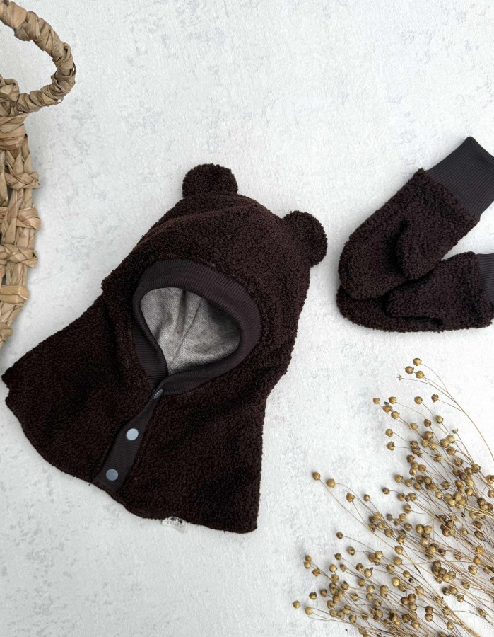 Susegamas žieminis teddy šalmukas su ausimis, 9 spalvos Susegamas žieminis teddy šalmukas su ausimis, 9 spalvos