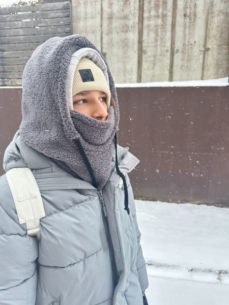 Teddy trikotažo balaklava vyrams (tamsi pilka spalva)