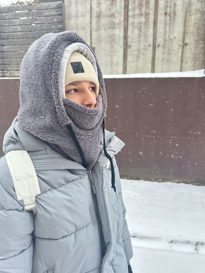 Teddy trikotažo balaklava vyrams (tamsi pilka spalva)