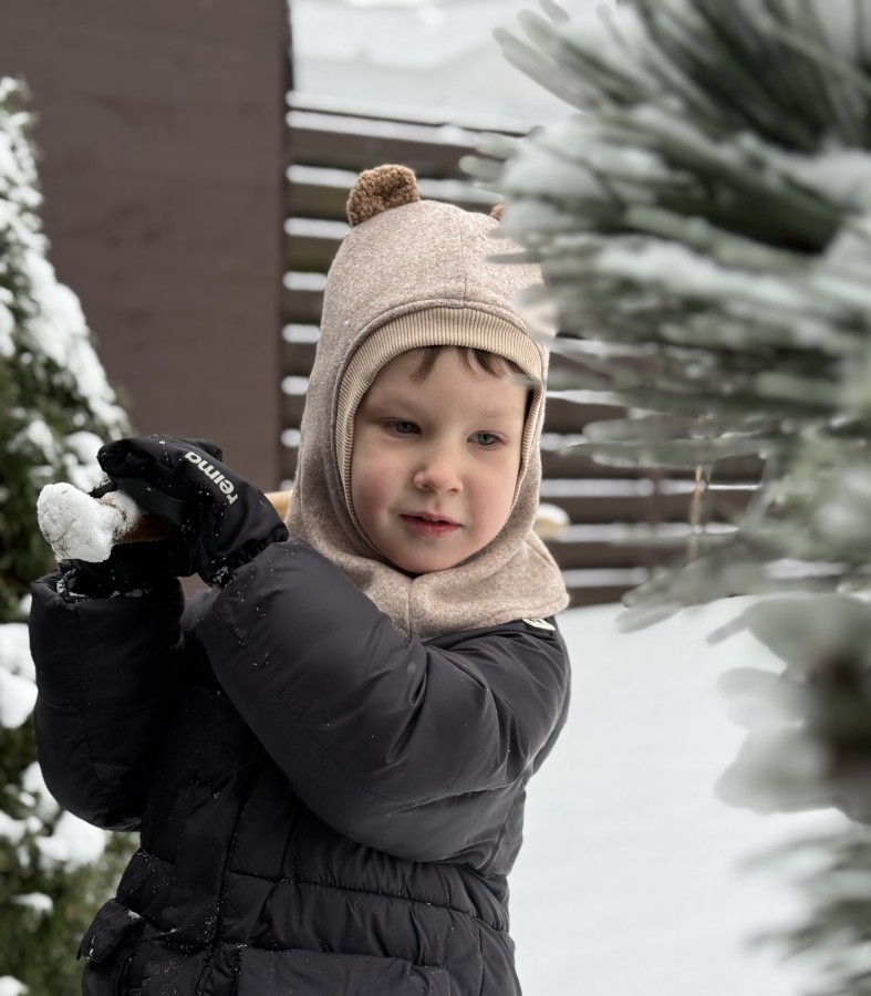 Žieminiai merino vilnos trikotažo šalmukai su Teddy ausimis, 3 spalvos