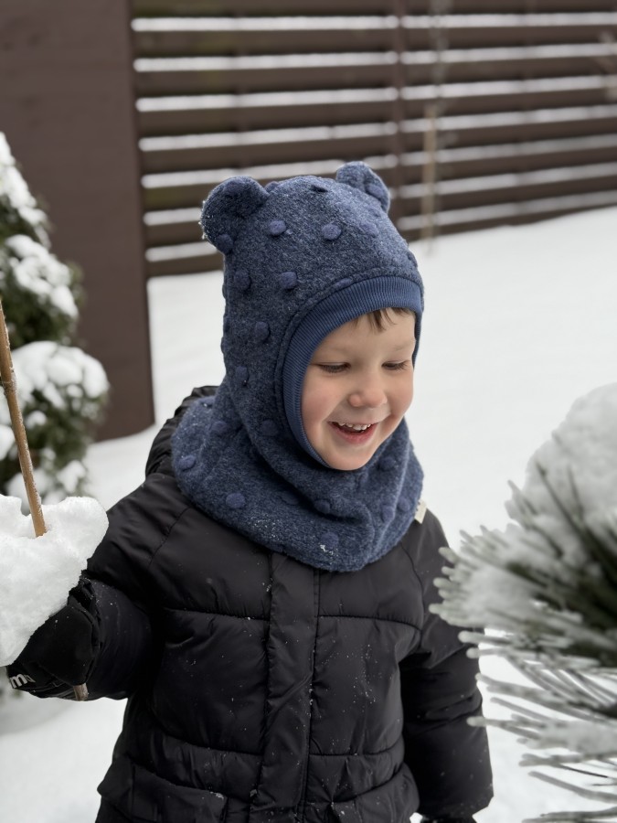 Žieminiai vilnos  šalmukai ,,su burbuliukais" su ausimis, 10 spalvų