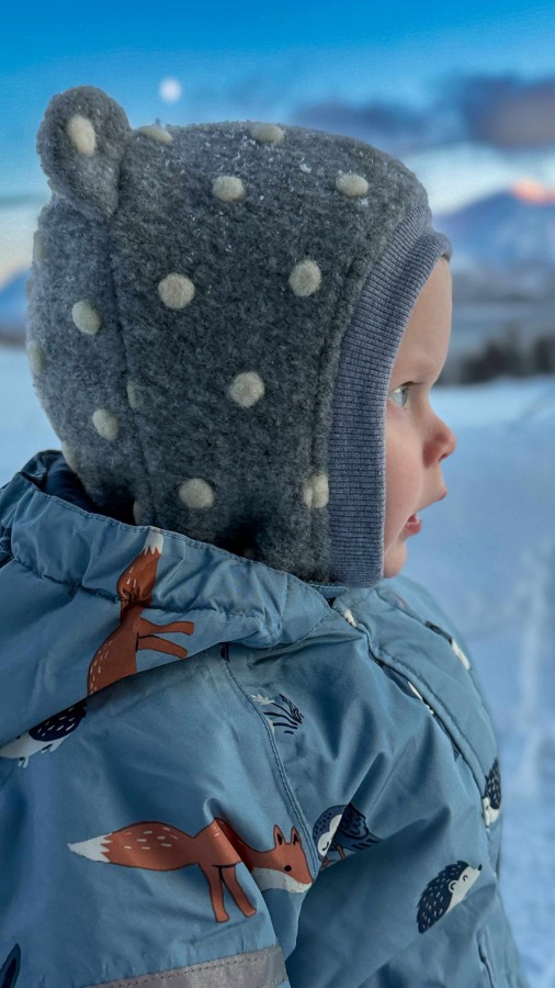 Žieminiai vilnos  šalmukai ,,su burbuliukais" su ausimis, 10 spalvų