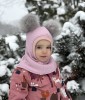 Žieminis garintos vilnos šalmukas su bumbulais, 8 spalvos
