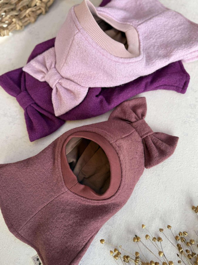 Žieminis garintos vilnos šalmukas su kaspinu, 8 spalvos Žieminis garintos vilnos šalmukas su kaspinu, 8 spalvos