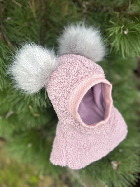 Žieminis teddy šalmukas su bumbulais, 8 spalvos