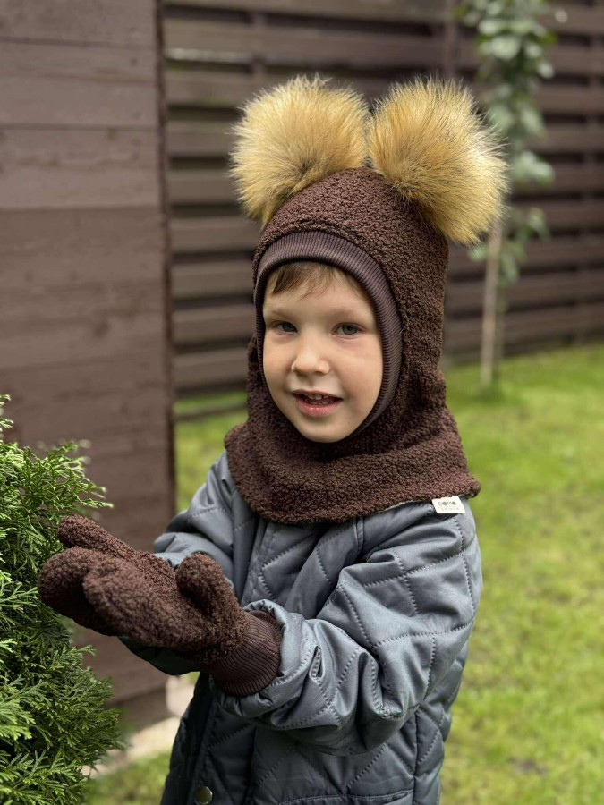 Žieminis teddy šalmukas su bumbulais, 9 spalvos