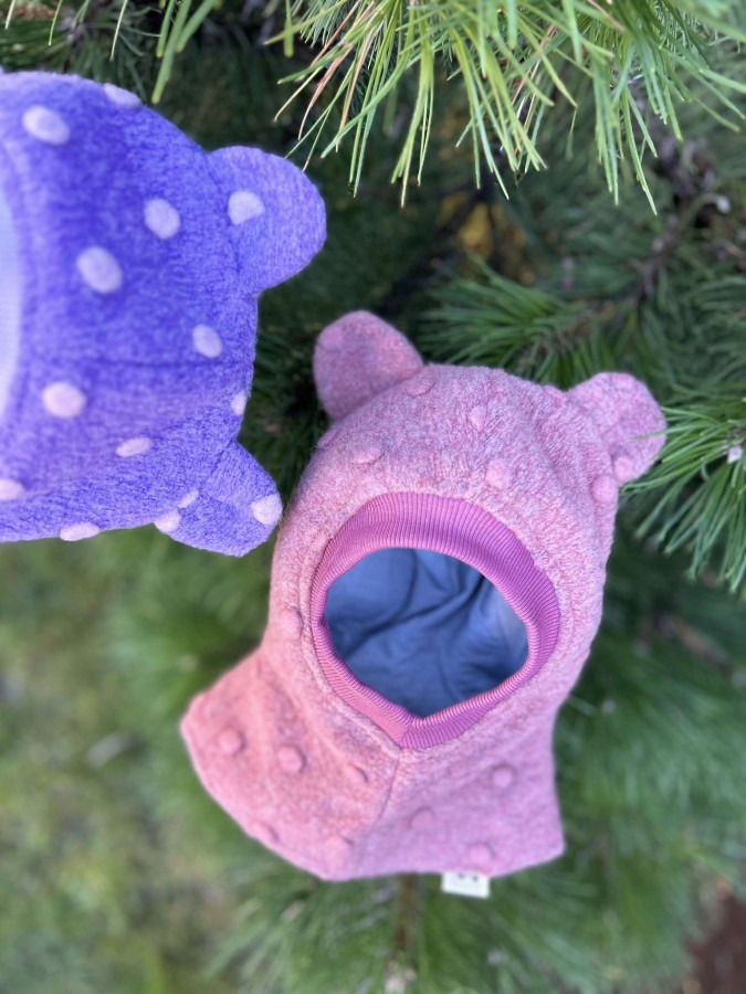 Žieminiai vilnos  šalmukai ,,su burbuliukais" su ausimis, 6 spalvos
