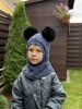 Žieminis vilnos  šalmukas ,,su burbuliukais" su bumbulais, 10 spalvų