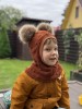 Žieminis vilnos  šalmukas ,,su burbuliukais" su bumbulais, 10 spalvų