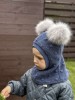 Žieminis vilnos  šalmukas ,,su burbuliukais" su bumbulais, 10 spalvų