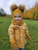 Žieminis vilnos  šalmukas ,,su burbuliukais" su bumbulais, 10 spalvų