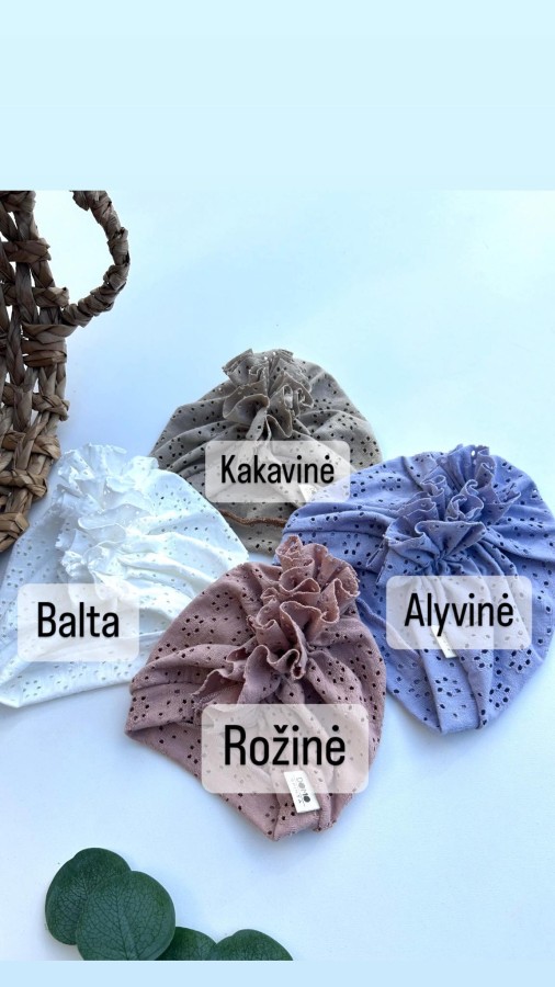 Ažūrinio trikotažo turbanas ir komplektai, 4 spalvos