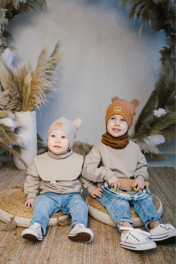 Rib trikotažo kepurė/komplektas "Teddy meškiukas" , 17 spalvų