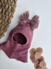 Medvilninis žieminis šalmukas "Kaspinas su tiuliu", (merino vilnos pamušalas), 13 spalvų