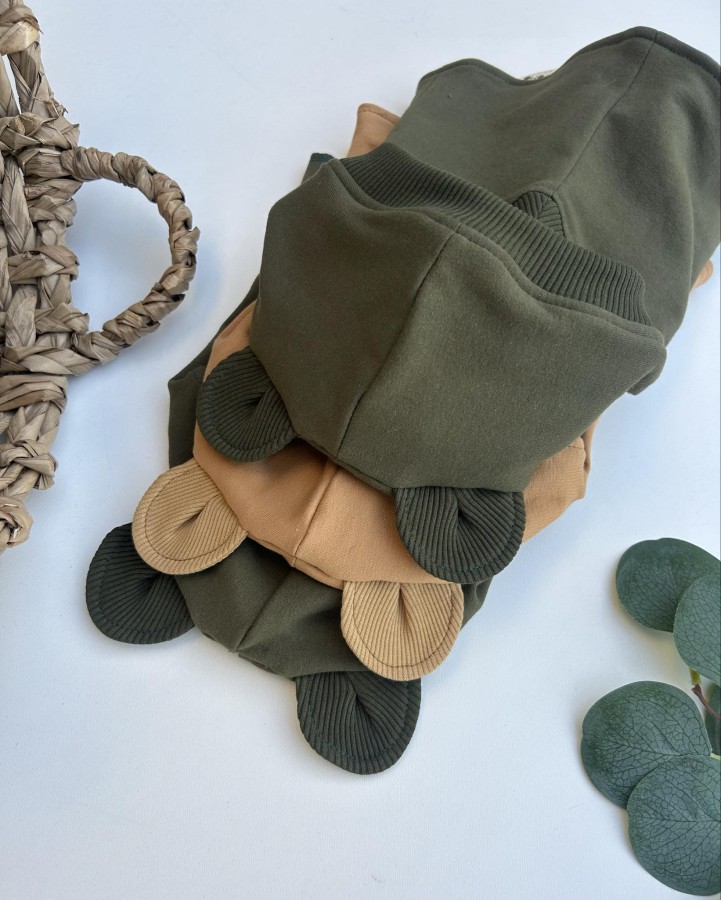 Medvilninis žieminis šalmukas su "Peliuko ausys", (merino/medvilninis pamušalas), 13 spalvų