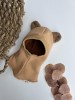 Medvilninis žieminis šalmukas su ausimis "Teddy meškutis" (merino/medvilninis pamušalas), 13 spalvų