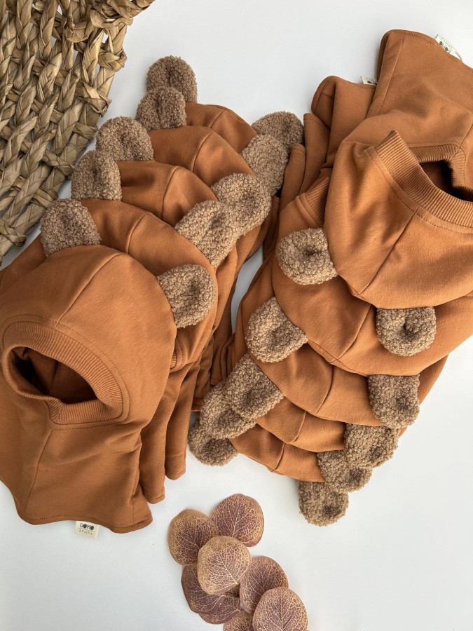 Medvilninis žieminis šalmukas su ausimis "Teddy meškutis" (merino/medvilninis pamušalas), 13 spalvų