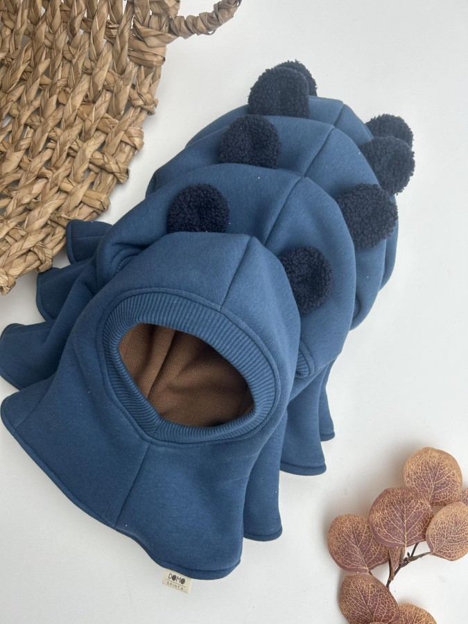 Medvilninis žieminis šalmukas su ausimis "Teddy meškutis" (merino/medvilninis pamušalas), 13 spalvų