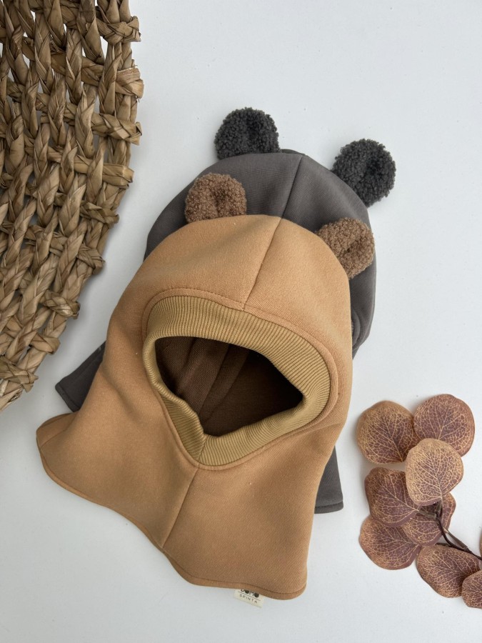 Medvilninis žieminis šalmukas su ausimis "Teddy meškutis" (merino/medvilninis pamušalas), 13 spalvų