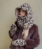 Teddy trikotažo balaklava moterims (leopardo rašto)