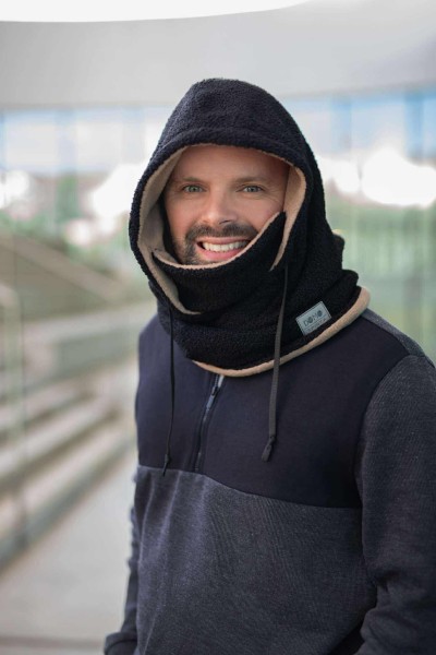 Teddy trikotažo balaklava vyrams (juoda spalva)