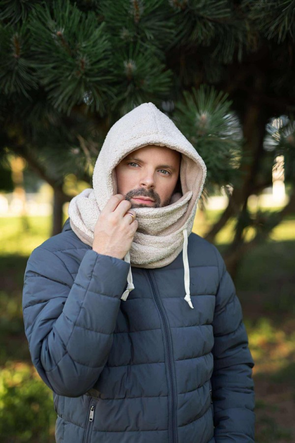 Teddy trikotažo balaklava vyrams (smėlio spalva)