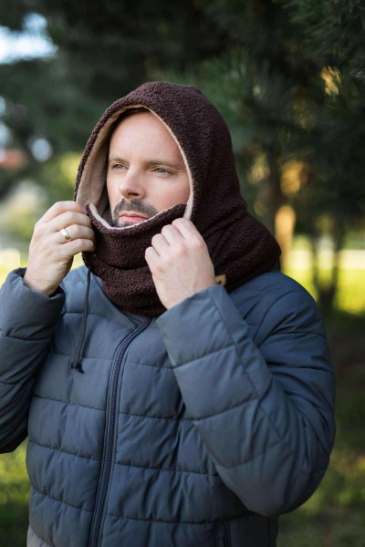 Teddy trikotažo balaklava vyrams (šokoladinė spalva)