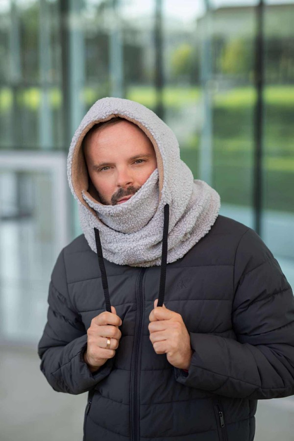 Teddy trikotažo balaklava vyrams (šviesi pilka spalva)