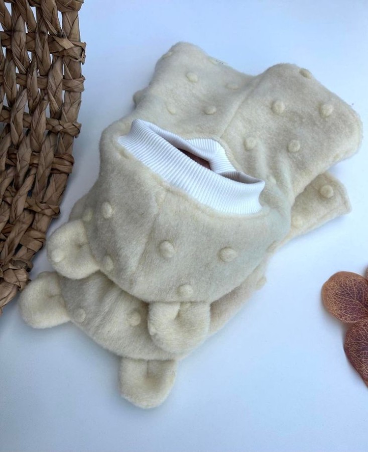 Žieminiai vilnos  šalmukai ,,su burbuliukais" su ausimis, 6 spalvos